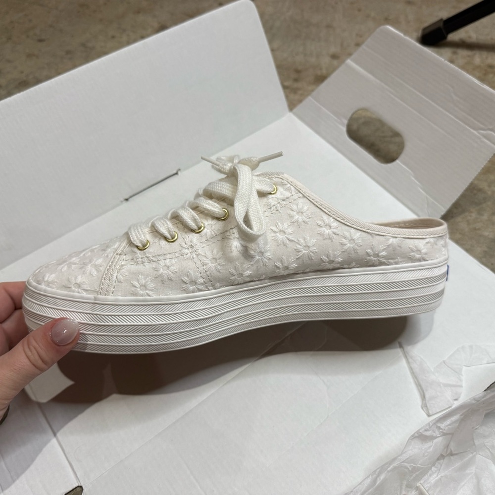 Keds Ivory Floral Lace-Up Sneakers